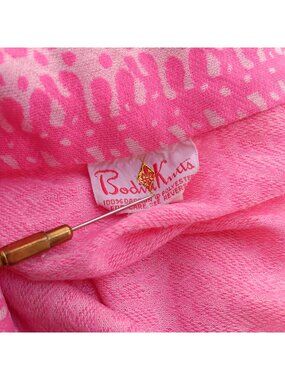 True Vintage Blouse Medium 10 Abstract Print Pink White Button-Up 1960's Mod